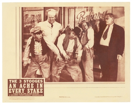 1941 The Three Stooges in "An Ache In Every Stage" Lobby Scene Card - Rarest Stooges Scene Card